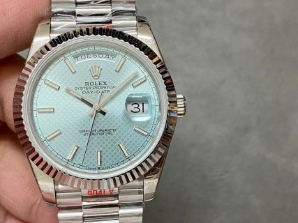 Rolex Day-Date 40 | Platino Esfera Azul Hielo "Quadrant"